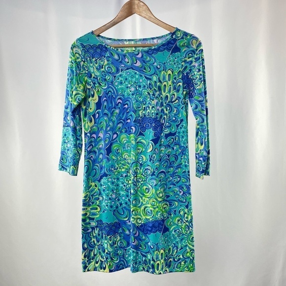 Lilly Pulitzer Marlow Dress in Lilly’s Lagoon Sea Blue Size Extra Small - Picture 2 of 5